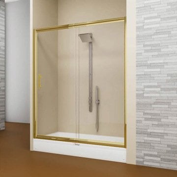 S'tina İki Duvar Arası Gold Altın Duşakabin Teknesiz 5mm Temperli Cam Isella