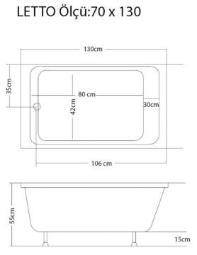 S'tina Dikdörtgen Küvet / Jakuzi Letto 70x130 cm - Jakuzi Sistem2