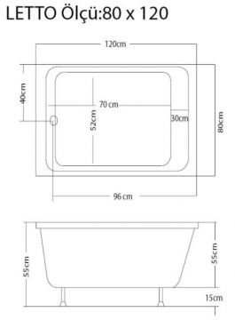 S'tina Dikdörtgen Küvet / Jakuzi Letto 80x120 cm - Jakuzi Sistem1