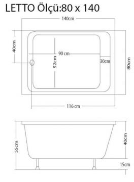 S'tina Dikdörtgen Küvet / Jakuzi Letto 80x140 cm - Jakuzi Sistem1