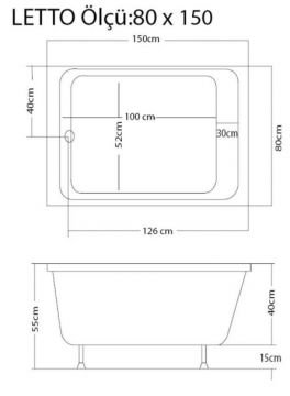 S'tina Dikdörtgen Küvet / Jakuzi Letto 80x150 cm - Jakuzi Yok