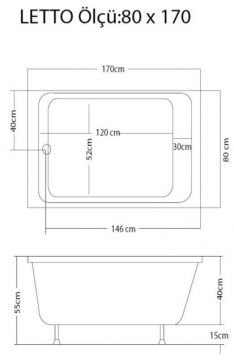 S'tina Dikdörtgen Küvet / Jakuzi Letto 80x170 cm - Jakuzi Sistem1