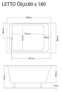 S'tina Dikdörtgen Küvet / Jakuzi Letto 80x180 cm - Jakuzi Sistem1