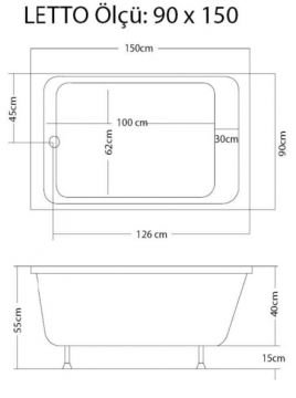 S'tina Dikdörtgen Küvet / Jakuzi Letto 90x150 cm - Jakuzi Sistem2