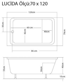 S'tina Dikdörtgen Oturmalı Küvet / Jakuzi Lucida 70x120 cm - Jakuzi Sistem2