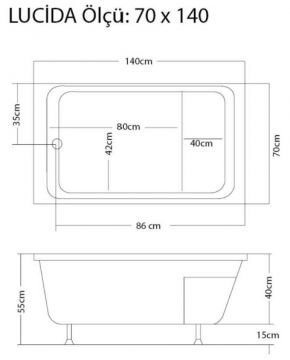 S'tina Dikdörtgen Oturmalı Küvet / Jakuzi Lucida 70x140 cm - Jakuzi Sistem3