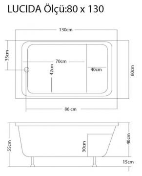 S'tina Dikdörtgen Oturmalı Küvet / Jakuzi Lucida 80x130 cm - Jakuzi Yok