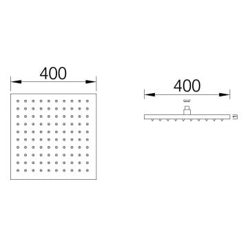 Fause Tepe Duş Başlığı Kare Slim 304 Metal 40x40 cm KTD104