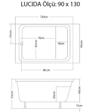 S'tina Dikdörtgen Oturmalı Küvet / Jakuzi Lucida 90x130 cm - Jakuzi Sistem1