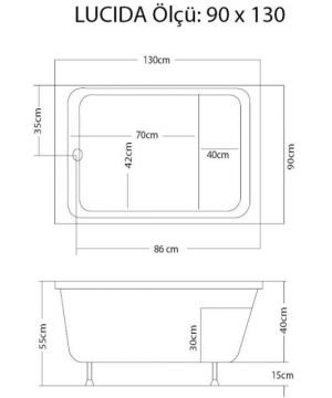 S'tina Dikdörtgen Oturmalı Küvet / Jakuzi Lucida 90x130 cm - Jakuzi Sistem2