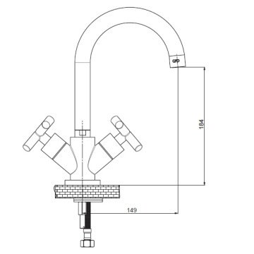 GPD Döner Borulu Lavabo Bataryası Nino DLB05