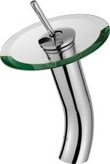 Aquamix Yuvarlak Cam Uzun Lavabo Bataryası