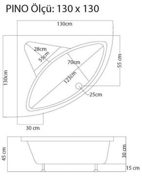 S'tina Oval Oturmalı Mini Küvet Pino 130x130 cm - Jakuzi Yok