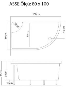 S'tina Oval Oturmalı Asimetrik Mini Küvet Asse 80x100 cm - Jakuzi Yok