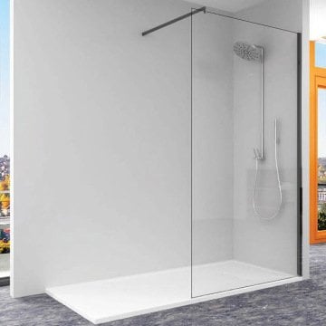 S'tina Yan Panel Mat Siyah Duşakabin Bianca MS10 100-109 cm Arası - Mat Siyah - Saydam Cam