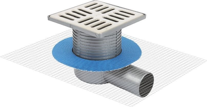 Sukar Yalıtım Uyumlu Çelik Çerçeveli Yer Süzgeci 15x15 cm Ø70 Yandan