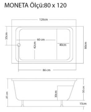 S'tina Dikdörtgen Mini Küvet Moneta 80x120 cm - Jakuzi Yok