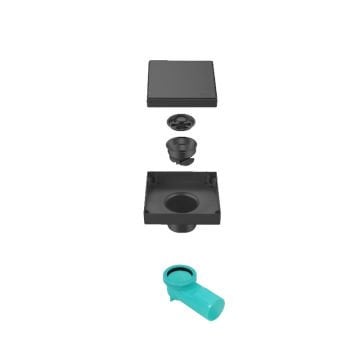 Fause Komple Çelik Seramik Uyumlu Ankastre Yer Süzgeci 10x10 cm Siyah KSZ101-B
