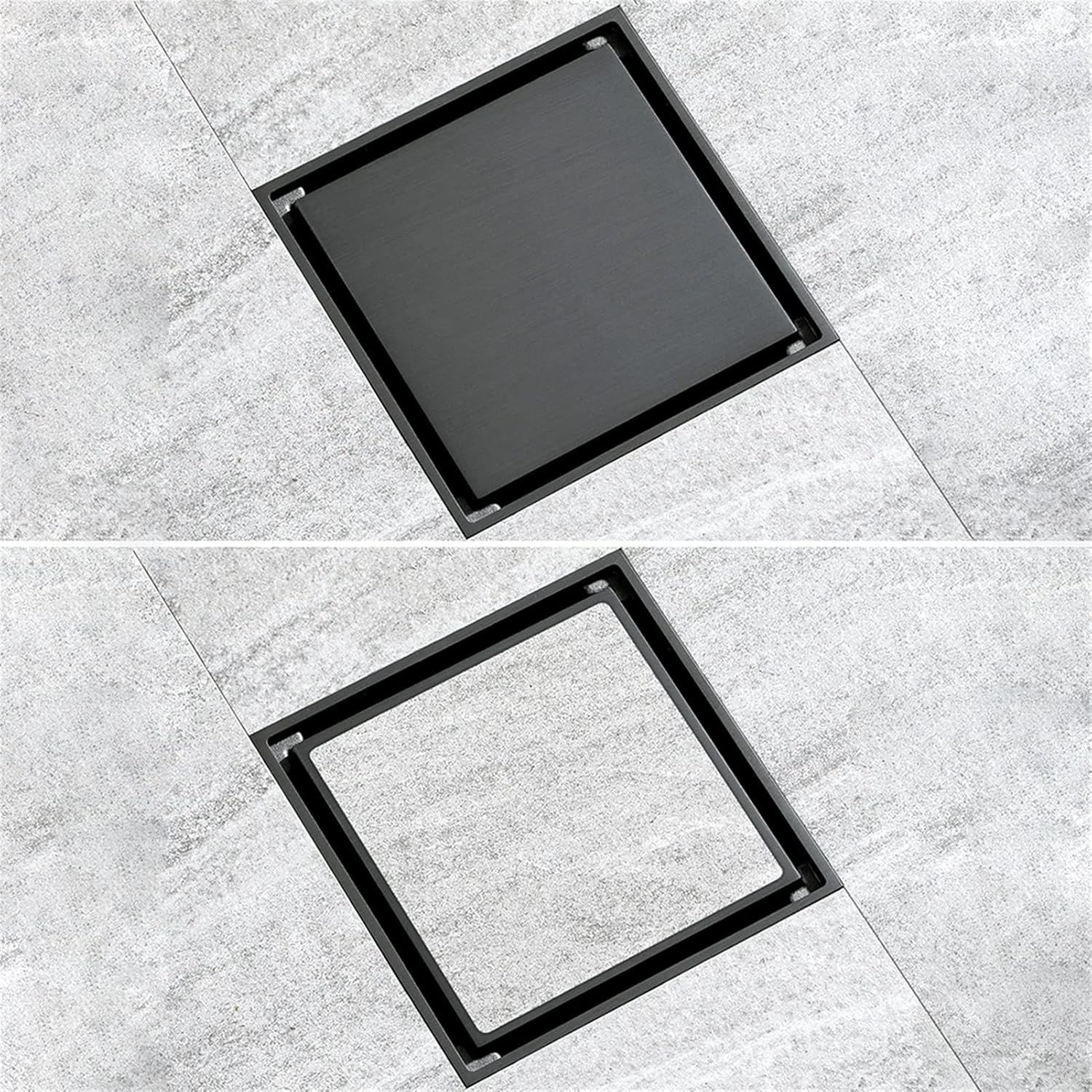 Fause Komple Çelik Seramik Uyumlu Ankastre Yer Süzgeci 10x10 cm Siyah KSZ101-B