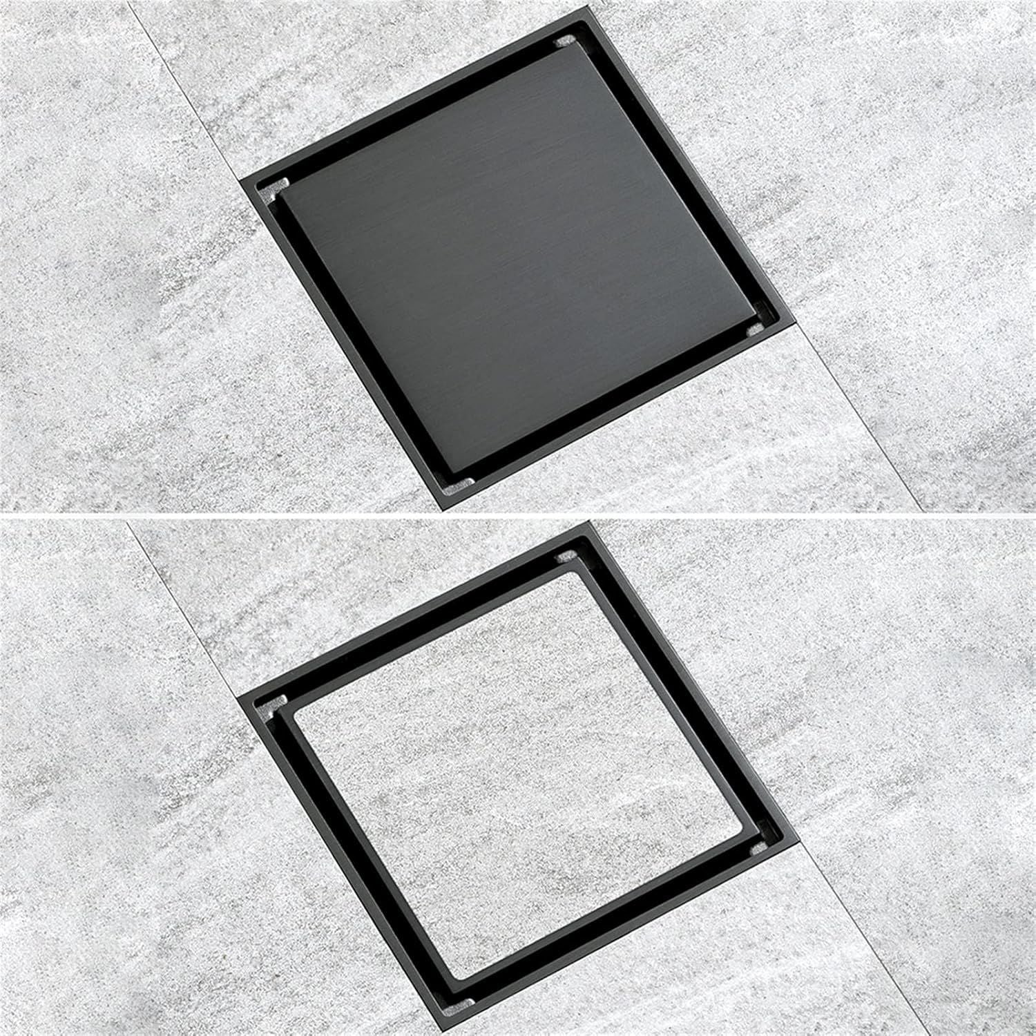 Fause Komple Çelik Seramik Uyumlu Ankastre Yer Süzgeci 10x10 cm Siyah KSZ101-B