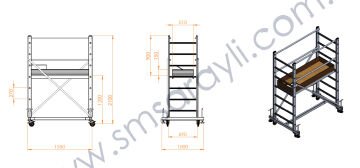 Saraylı Özel Alaşımlı Alüminyum İskele Merdiven Tekli 1X2m (2 Metre) 7507-T