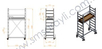 Saraylı Özel Alaşımlı Alüminyum İskele Merdiven Tekli 1X2,5 m (2,5 Metre) 7509-T