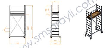 Saraylı Özel Alaşımlı Alüminyum İskele Merdiven Tekli 1X3 m (3 Metre) 7511-T