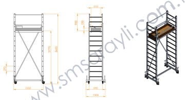 Saraylı Özel Alaşımlı Alüminyum İskele Merdiven Tekli 1X3,5 m (3,5 Metre) 7513-T