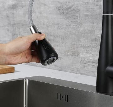 Fause Spiralli Eviye Bataryası Pull Down 3 Fonksiyonlu Siyah KTE125-B