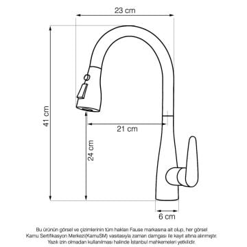 Fause Spiralli Eviye Bataryası Pull Down 3 Fonksiyonlu Fırçalanmış Altın KTE125-BG