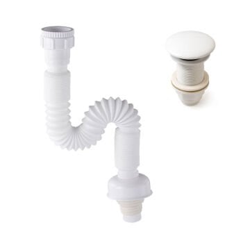 Fause Pop-up Basmalı Beyaz Seramik Başlıklı Lavabo Sifonu KSF103-W