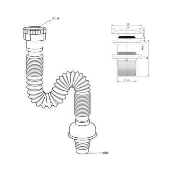 Fause Pop-up Basmalı Mat Siyah Seramik Başlıklı Lavabo Sifonu KSF103-B