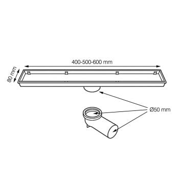 Fause Komple Çelik Seramik Uyumlu Ankastre Lineer Duş Kanalı 60 cm KSZ105-60