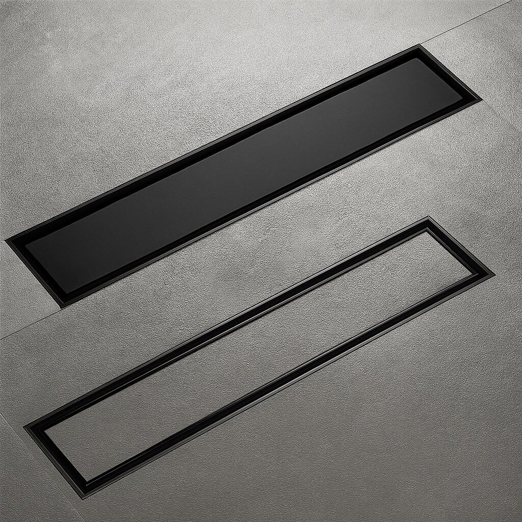 Fause Komple Çelik Seramik Uyumlu Ankastre Lineer Duş Kanalı 40 cm Siyah KSZ105-40-B