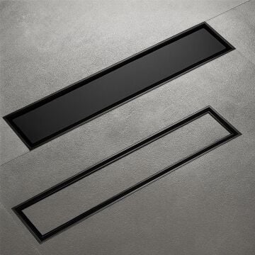 Fause Komple Çelik Seramik Uyumlu Ankastre Lineer Duş Kanalı 50 cm Siyah KSZ105-50-B