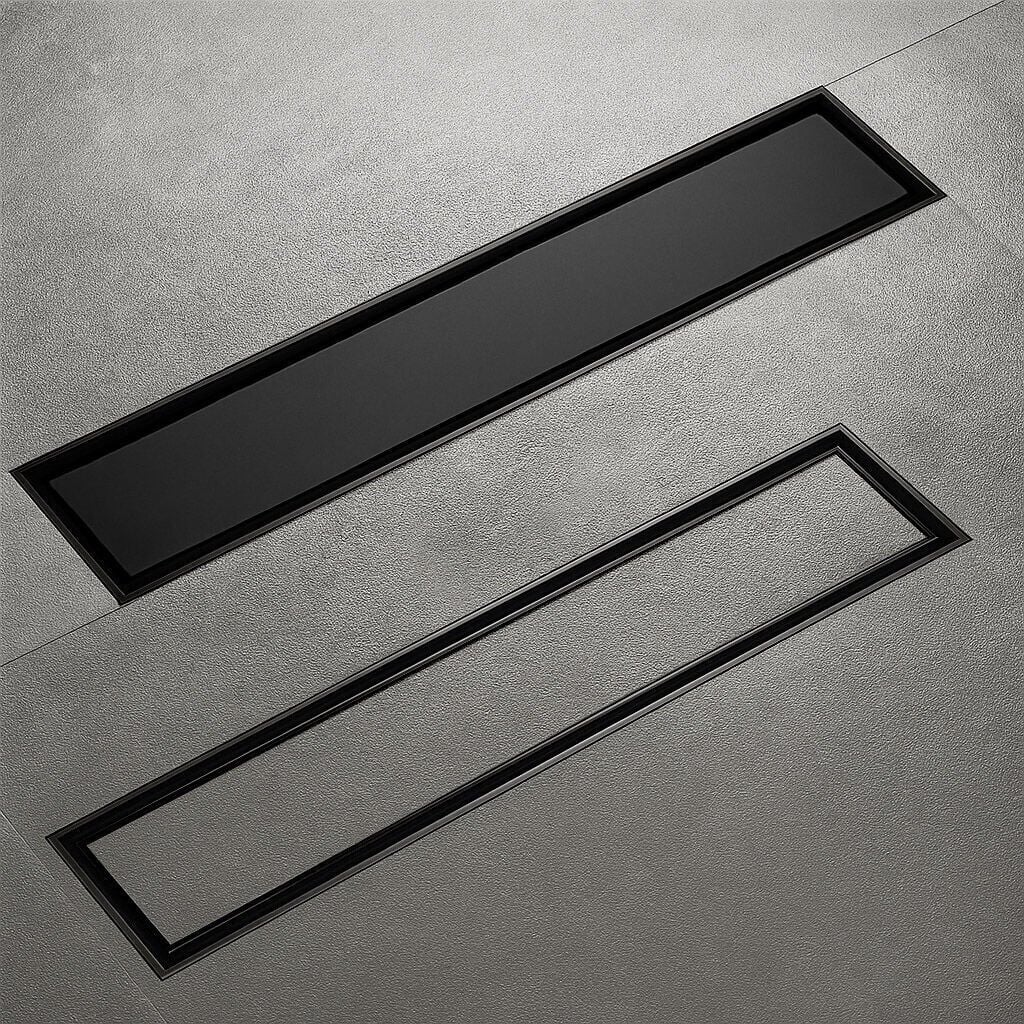 Fause Komple Çelik Seramik Uyumlu Ankastre Lineer Duş Kanalı 60 cm Siyah KSZ105-60-B