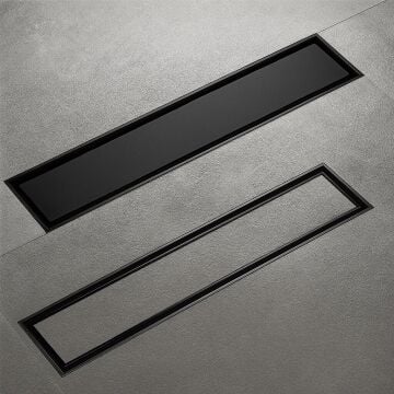 Fause Komple Çelik Seramik Uyumlu Ankastre Lineer Duş Kanalı 60 cm Siyah KSZ105-60-B