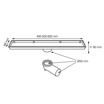 Fause Komple Çelik Seramik Uyumlu Ankastre Lineer Duş Kanalı 60 cm Siyah KSZ105-60-B