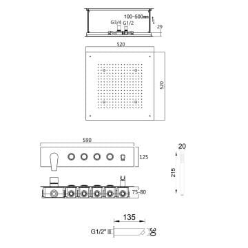 Fause Ankastre Kombine Duş Seti Tavandan Yağmurlama ve Sis Fonksiyonlu FAU112