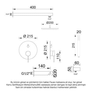 Fause Tam Ankastre Duş Seti Adonis Fırçalanmış Nikel FAU107-BR