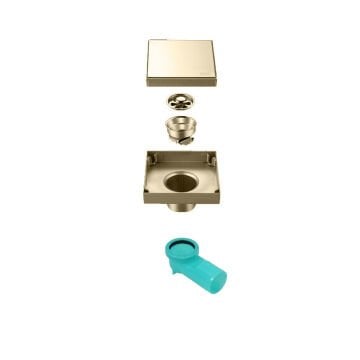 Fause Komple Çelik Seramik Uyumlu Ankastre Yer Süzgeci 10x10 cm Mat Altın KSZ101-BG