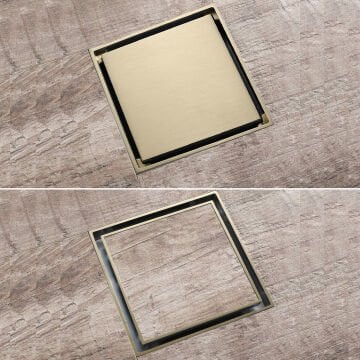 Fause Komple Çelik Seramik Uyumlu Ankastre Yer Süzgeci 10x10 cm Mat Altın KSZ101-BG