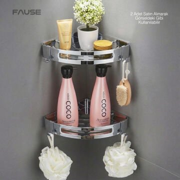 Fause Banyo Köşe Rafı 304 Paslanmaz Çelik 23x23 cm KBK100