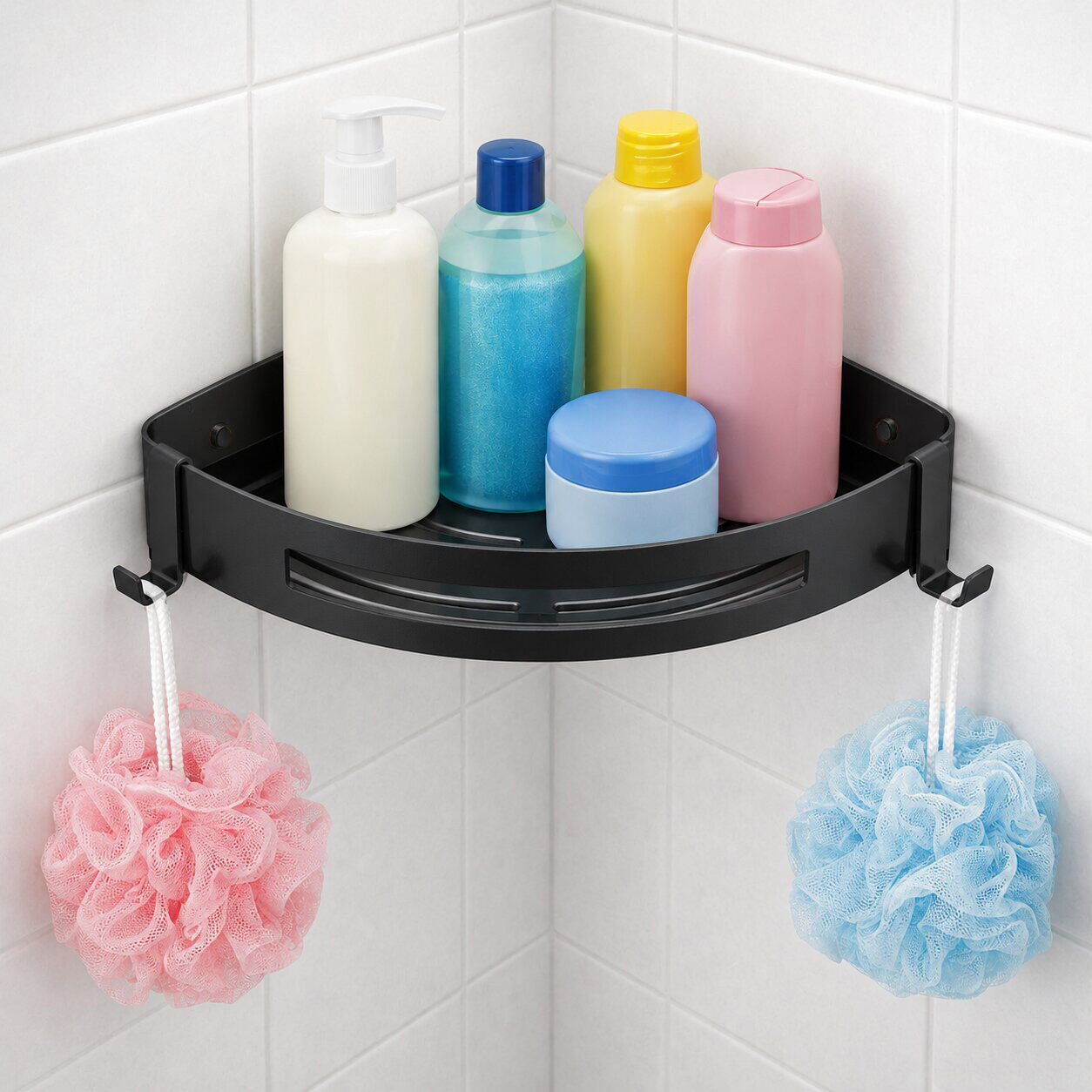 Fause Banyo Köşe Rafı 304 Paslanmaz Çelik 23x23 cm Siyah KBK100-B