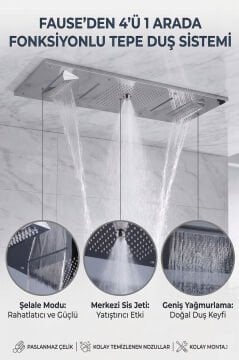 Fause Ankastre Kombine Duş Seti Tavandan 4 Fonksiyonlu FAU113