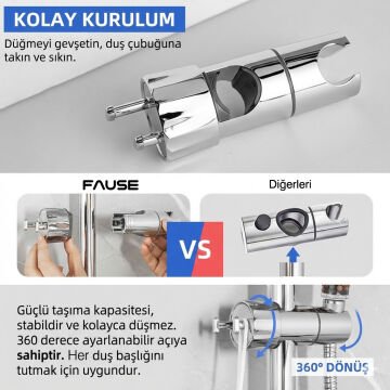 Fause Ayarlanabilir Duş Başlığı Boru Gezeri Mafsal Sürgü Askısı KY101-2