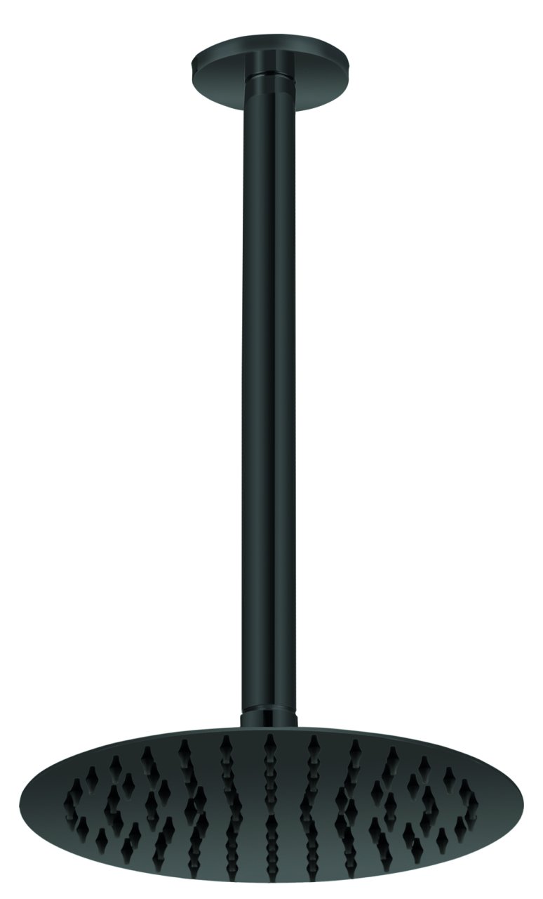 GPD Ankastre Duş Başlığı Oval Slim Metal Ø20 cm Siyah ADS18-S