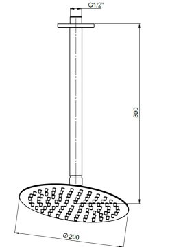 GPD Ankastre Duş Başlığı Oval Slim Metal Ø20 cm Siyah ADS18-S