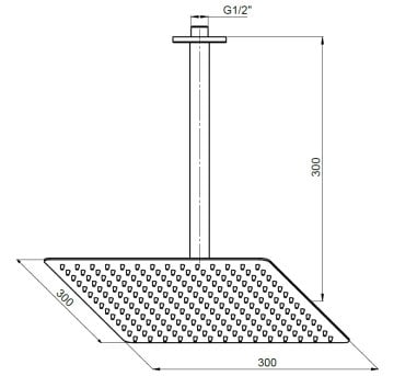 GPD Ankastre Duş Başlığı Kare Slim Metal 30x30 cm Altın ADS21-A