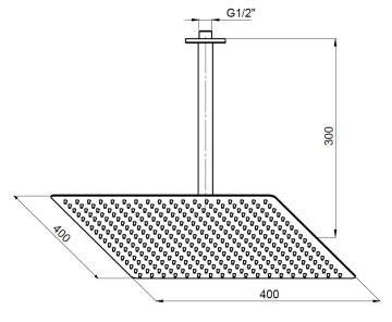 GPD Ankastre Duş Başlığı Kare Slim Metal 40x40 cm Siyah ADS23-S
